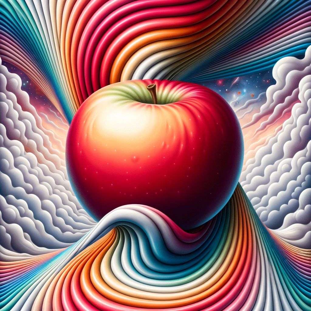 the discovery of gravity, digital art made from colorful gradients, airbrush